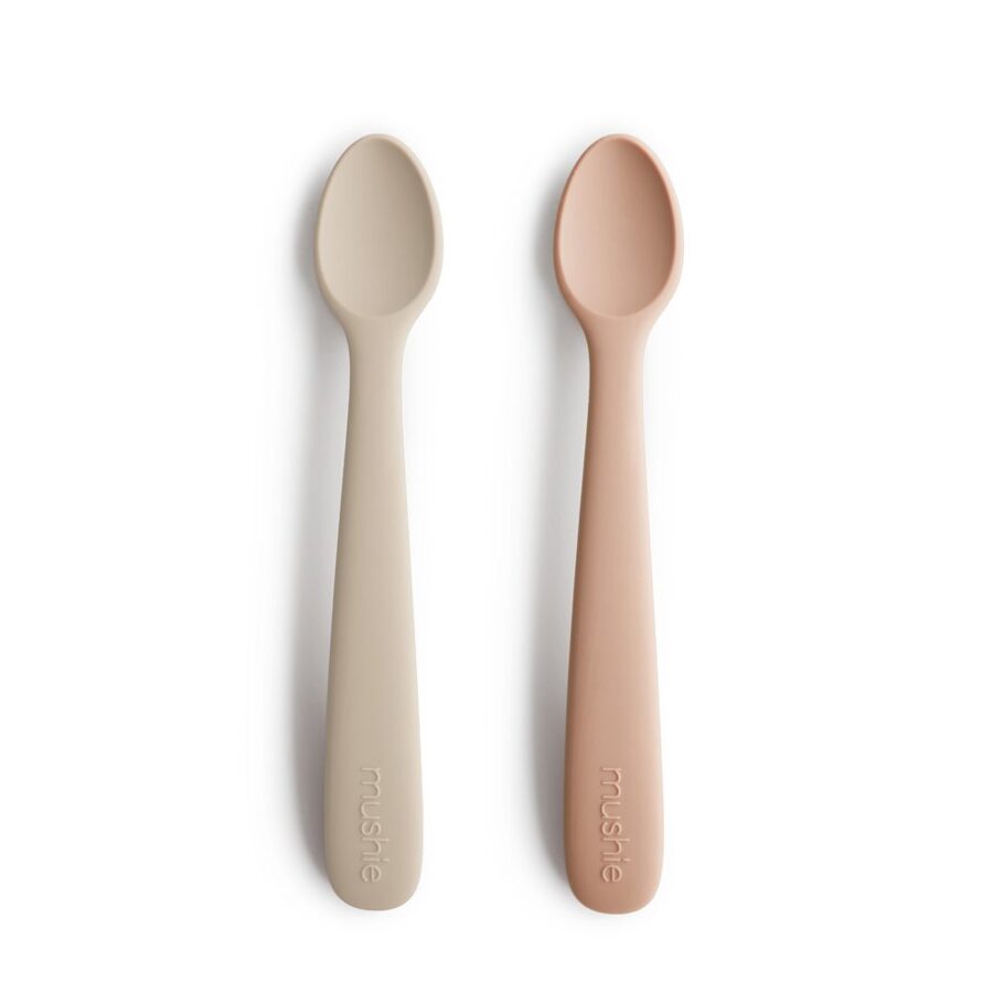 Mushie Silicone Feeding Spoons 2-Pack - Blush/Shifting Sand