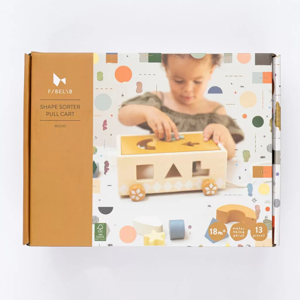 Fabelab Shape Sorter Pull Cart - Wood