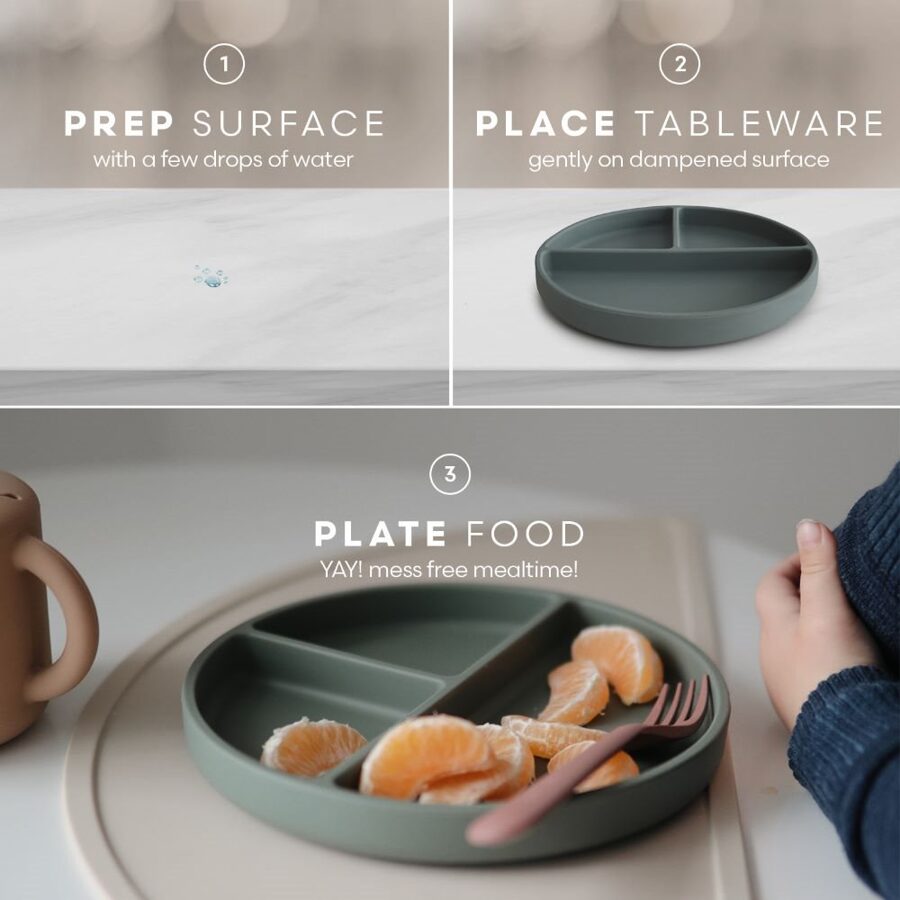 Mushie Silicone Divided Plate - Cambridge Blue