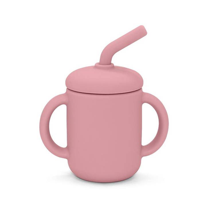 Silicone Cup with Straw Dusty Rose