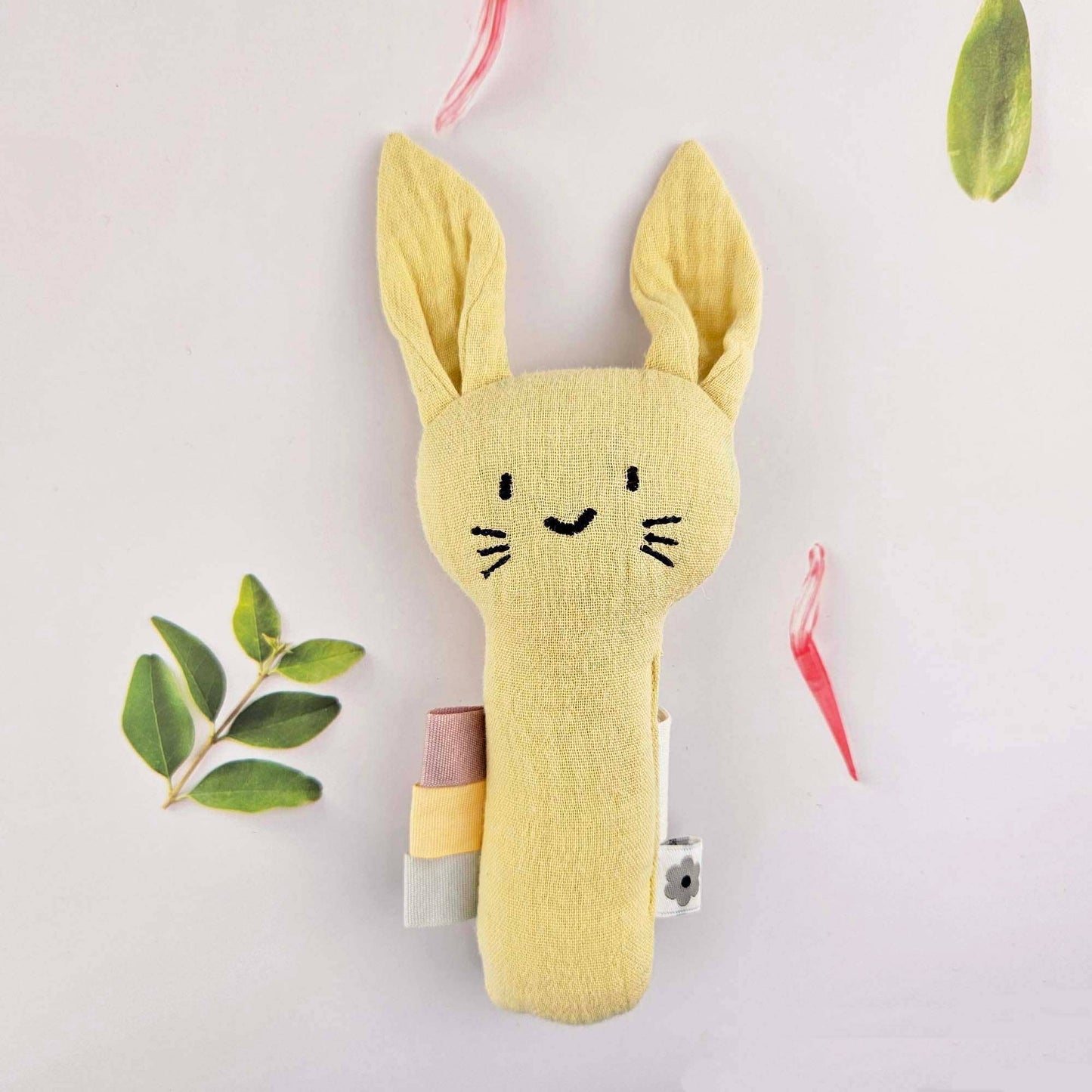Organic Soft Rattle Rabbit Sun Yellow