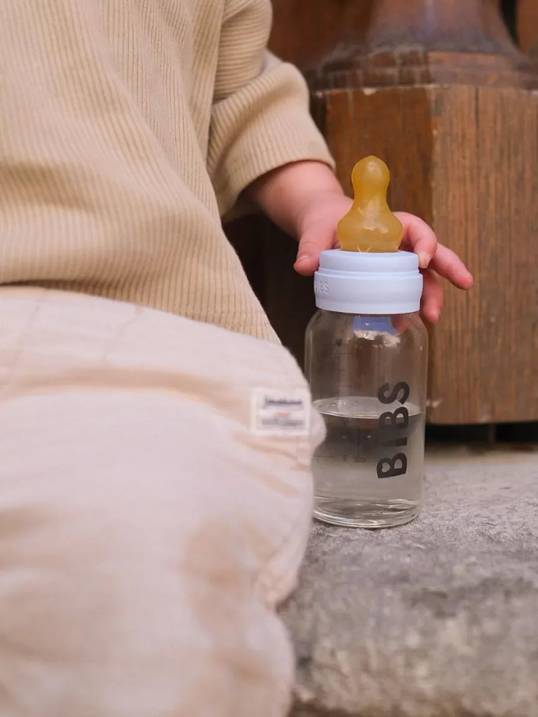 BIBS Glass Baby Bottle 240ml Medium Flow - Ivory