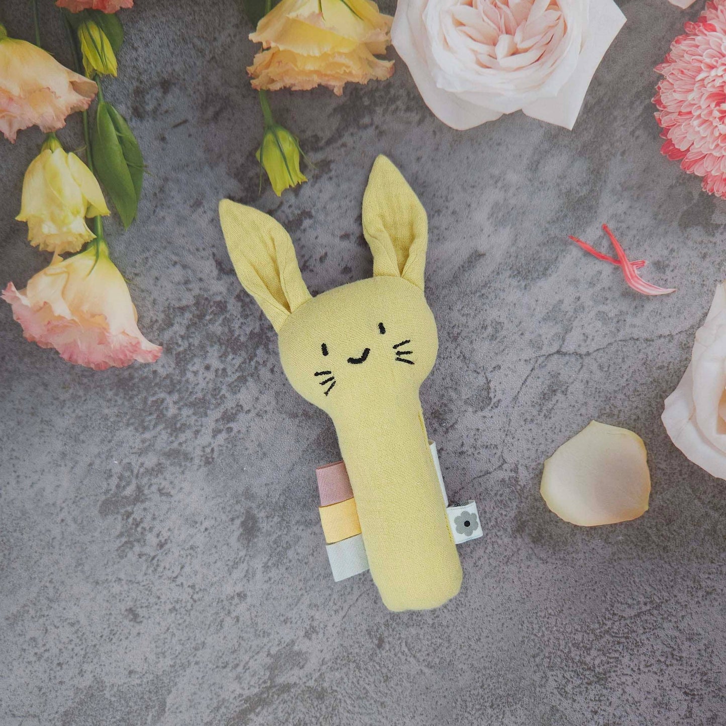 Organic Soft Rattle Rabbit Sun Yellow