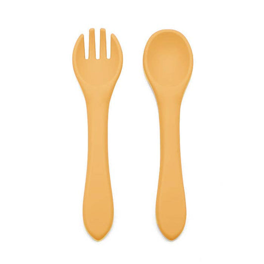Baby Spoon and Fork Silicone Ochre
