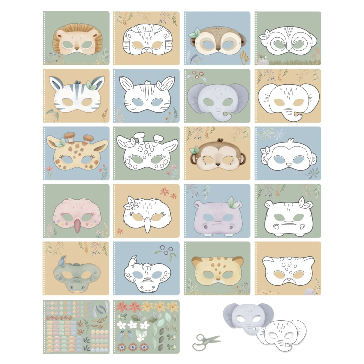 Little Dutch Masks Craft Book with Scissor ´Safari Friends´