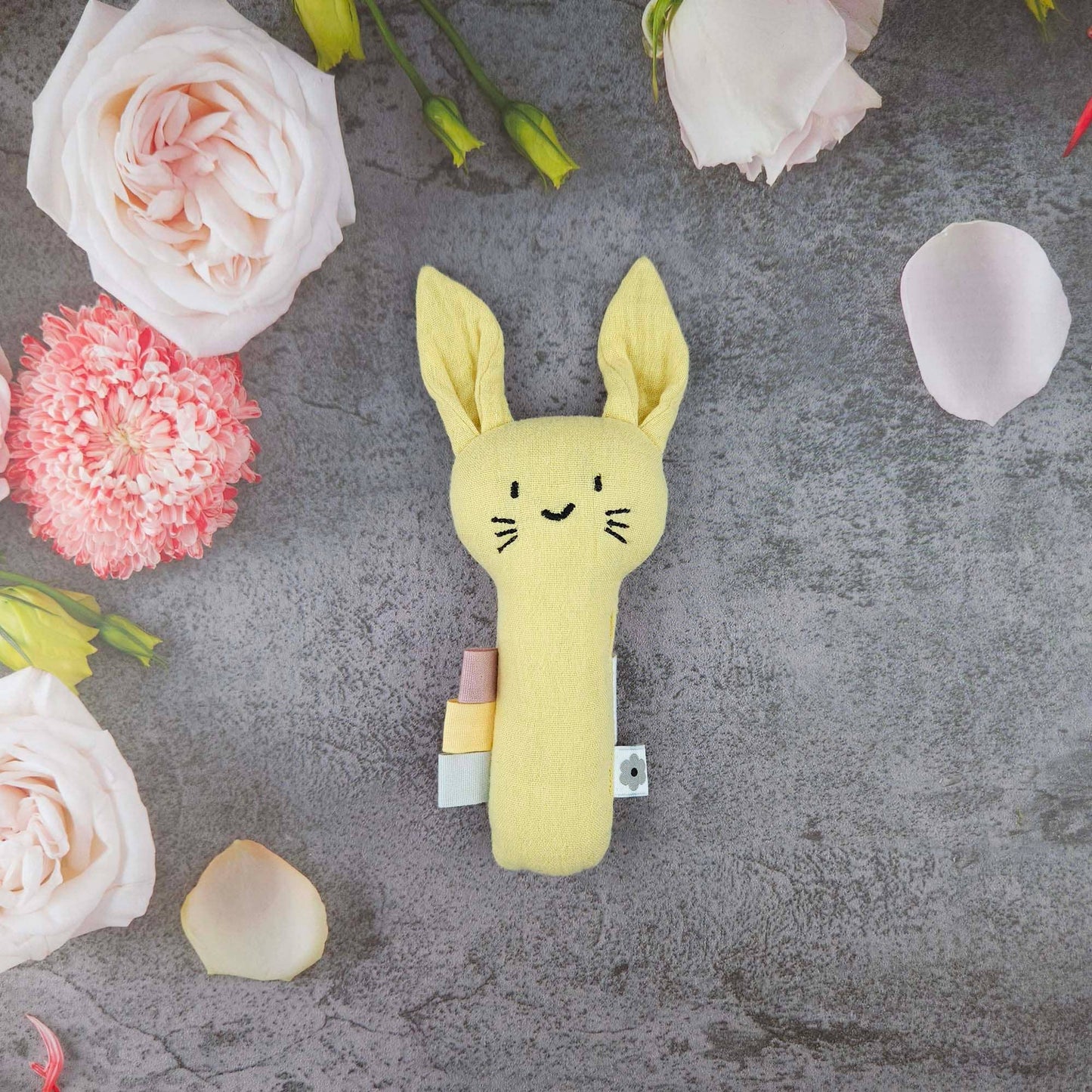 Organic Soft Rattle Rabbit Sun Yellow