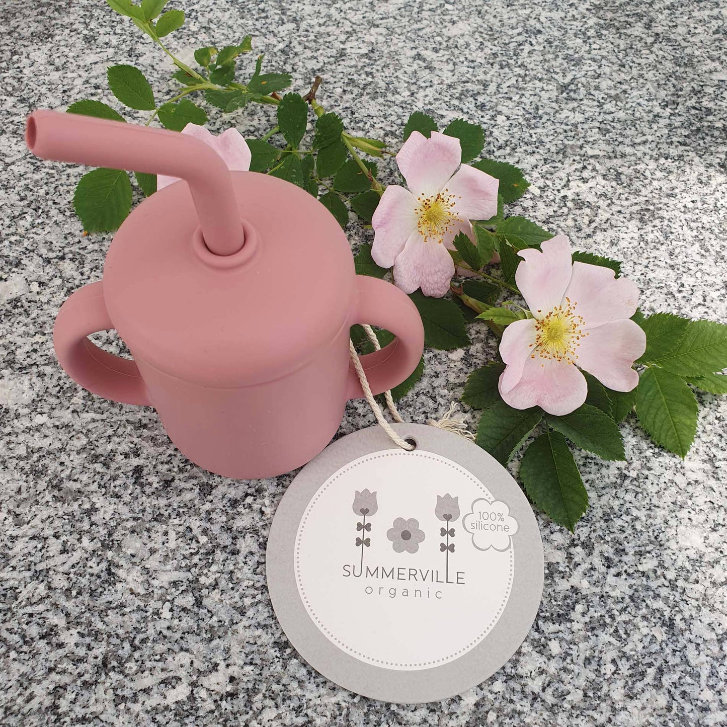 Silicone Cup with Straw Dusty Rose