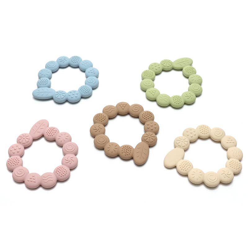 Silicone teething ring with textures Leaf - Sand