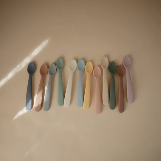 Mushie Silicone Feeding Spoons 2-Pack - Blush/Shifting Sand