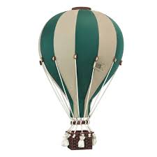 Decorative Hot Air Balloon - Deep green, beige