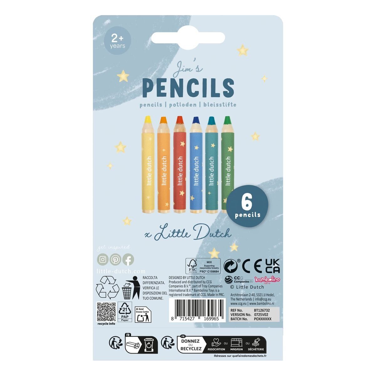 Little Dutch Wooden Pencils ´Jim & Firends´