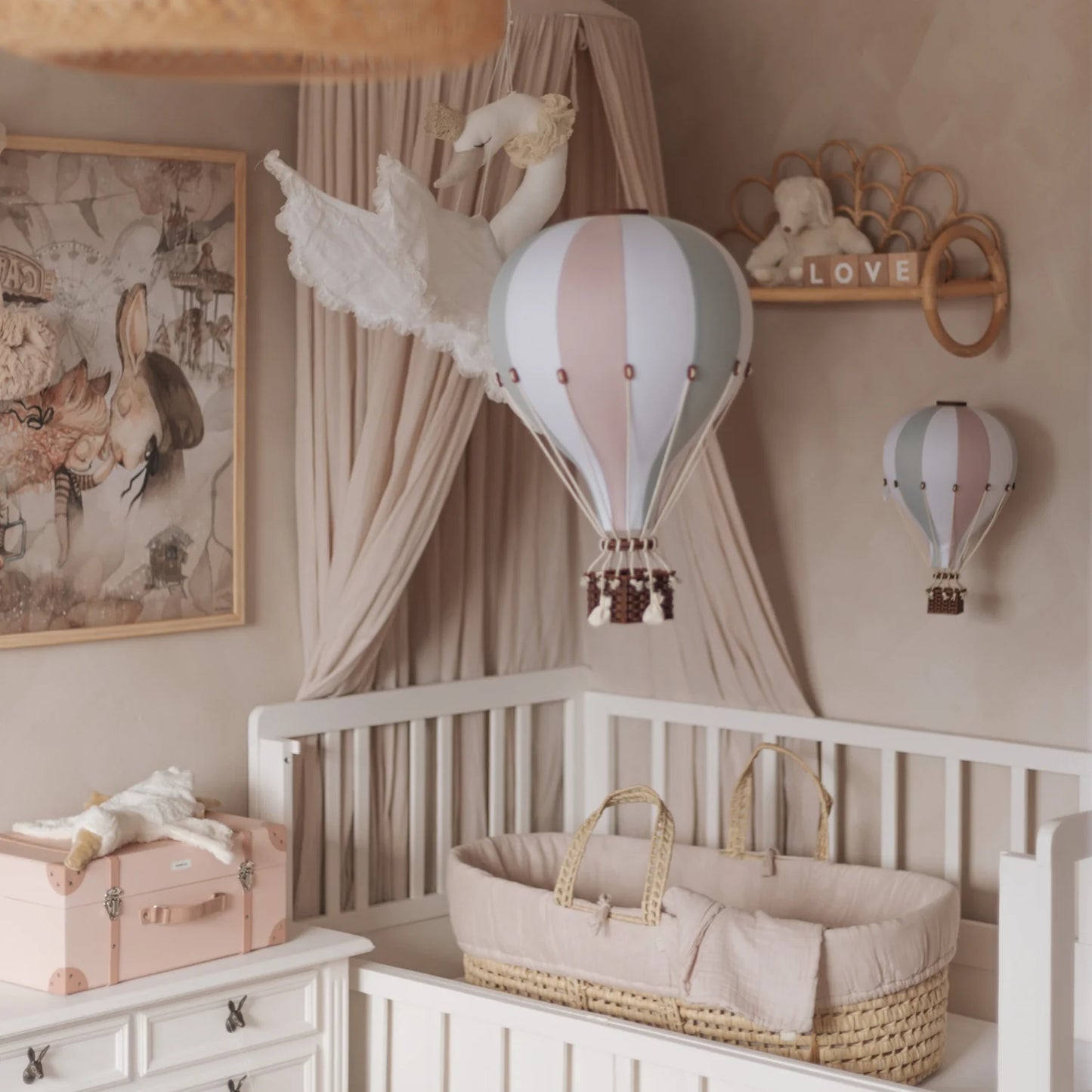 Decorative Hot Air Balloon - Mint, white, heather