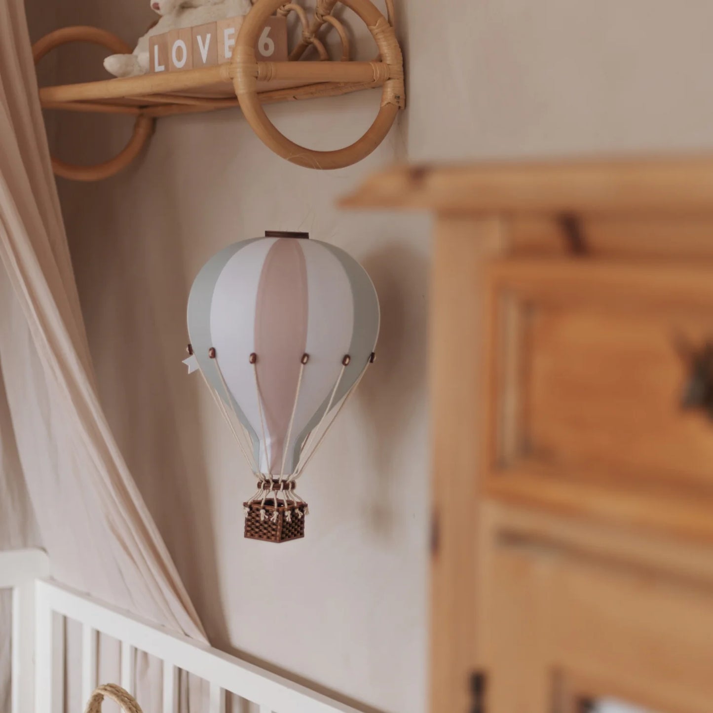 Decorative Hot Air Balloon - Mint, white, heather