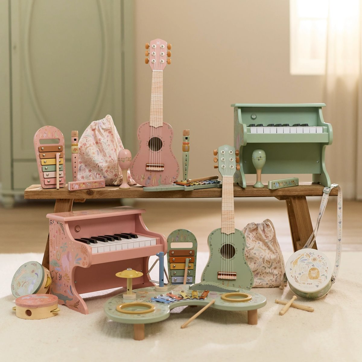 Little Dutch Music Instruments Set ´Safari Friends Green´ FSC