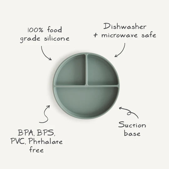 Mushie Silicone Divided Plate - Cambridge Blue
