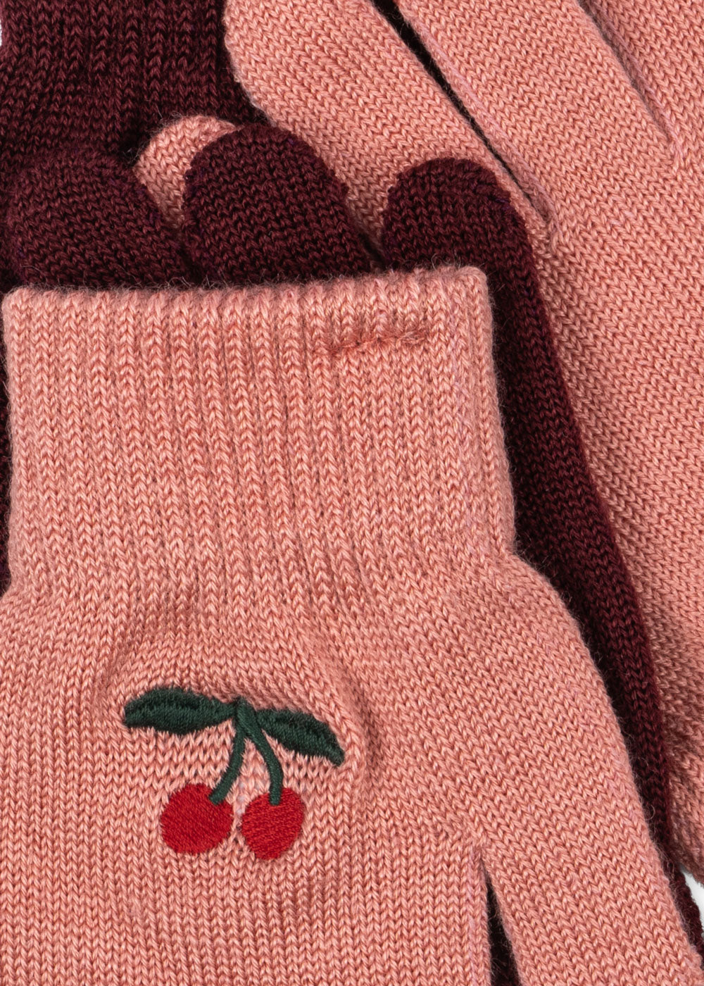Konges Sløjd “Filla” cimdu komplekts, 2 pāri — Cherry/Brown
