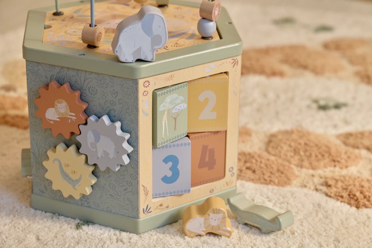 Little Dutch Wooden Activity Cube Hexagon shape  ́Safari Friends ́ FSC
