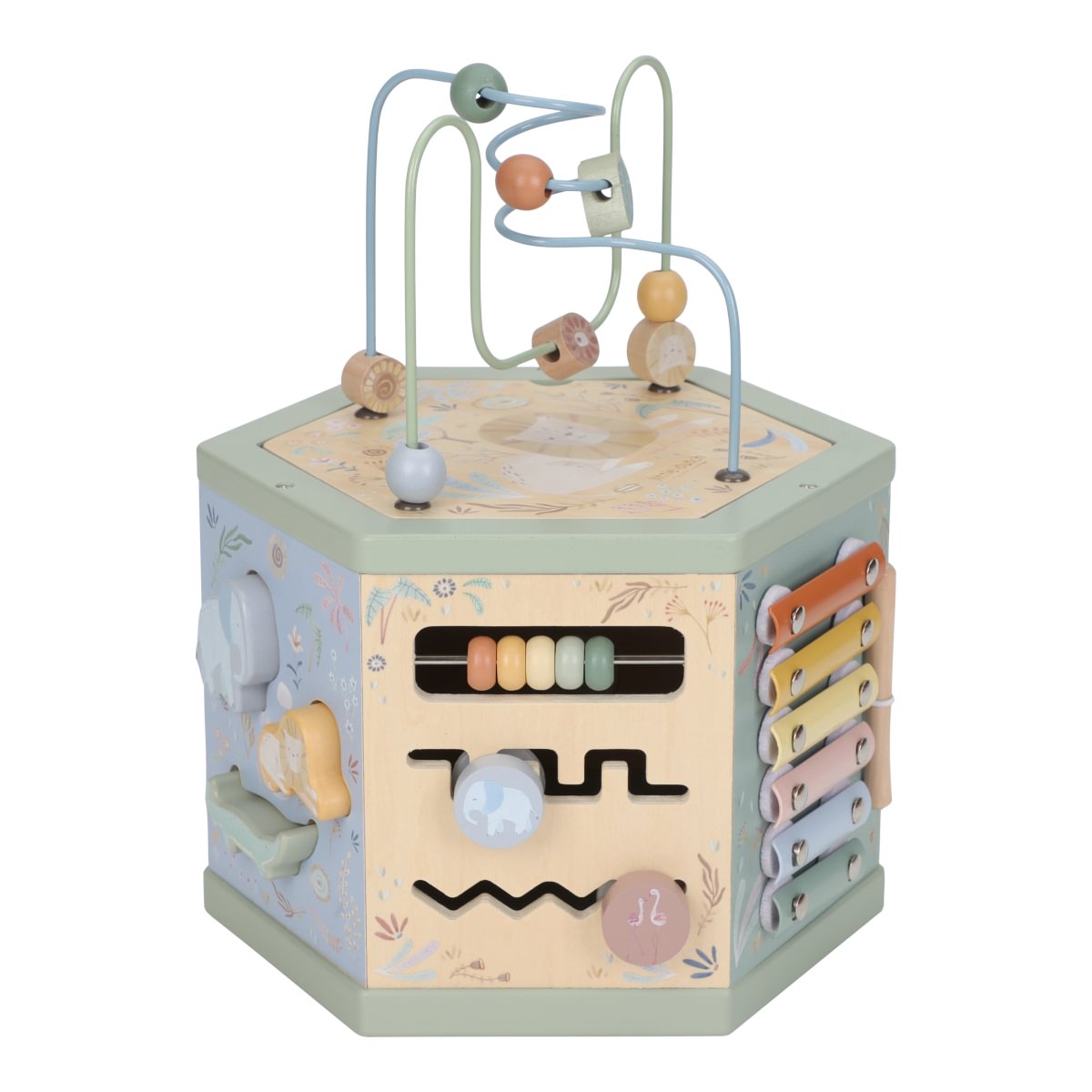 Little Dutch Wooden Activity Cube Hexagon shape  ́Safari Friends ́ FSC