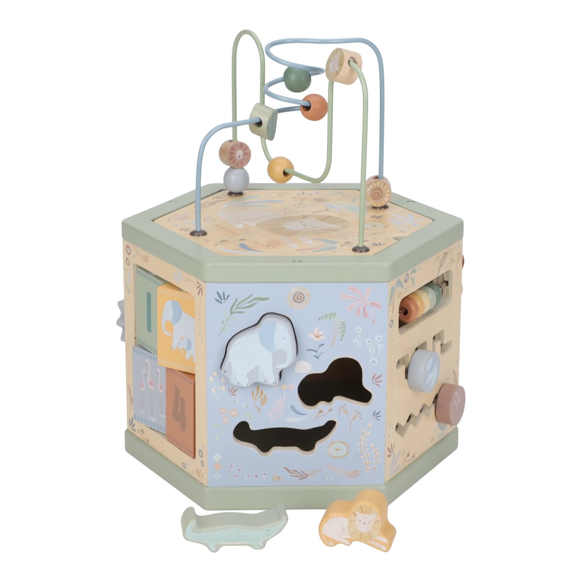 Little Dutch Wooden Activity Cube Hexagon shape  ́Safari Friends ́ FSC