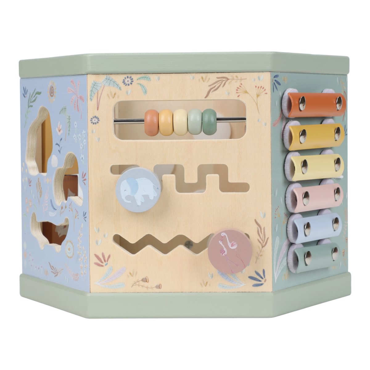 Little Dutch Wooden Activity Cube Hexagon shape  ́Safari Friends ́ FSC