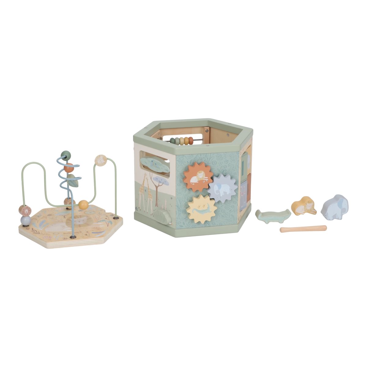 Little Dutch Wooden Activity Cube Hexagon shape  ́Safari Friends ́ FSC