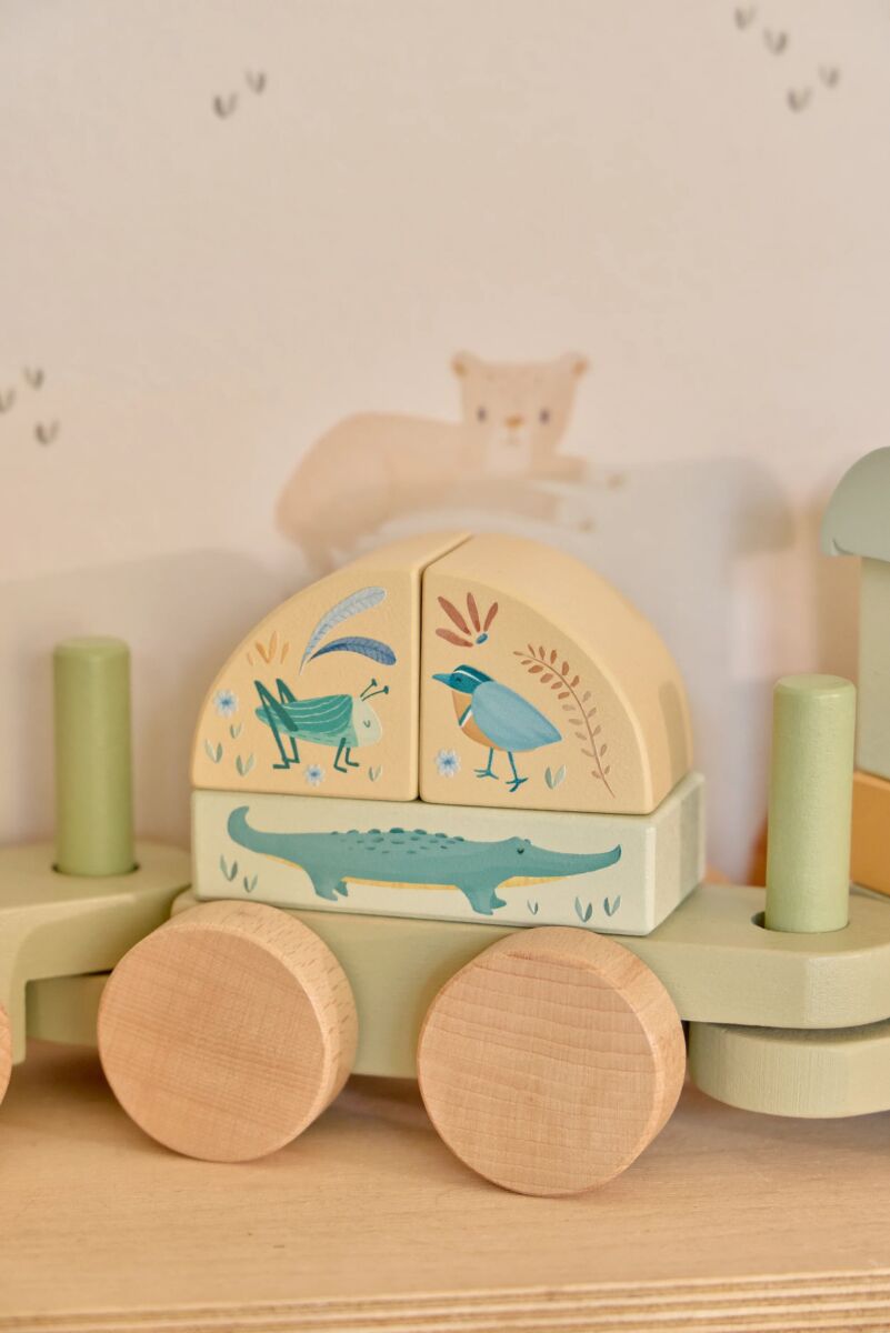 Little Dutch Wooden Block Train  ́Safari Friends ́ FSC