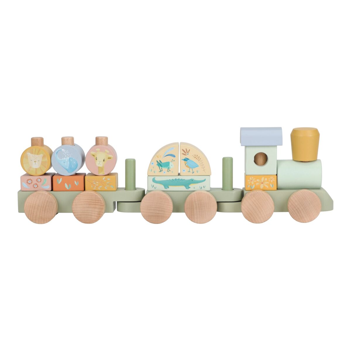 Little Dutch Wooden Block Train  ́Safari Friends ́ FSC